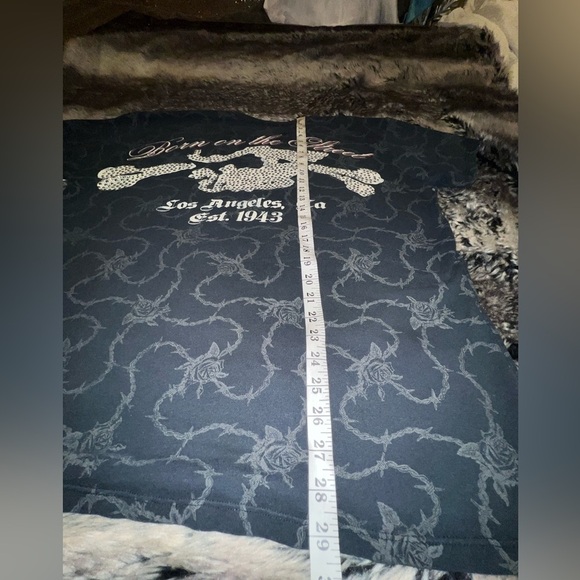 Rare SMET by Christian Audigier “Born on the Street" Y2k rhinestones T-shirt, XL - Picture 5 of 12